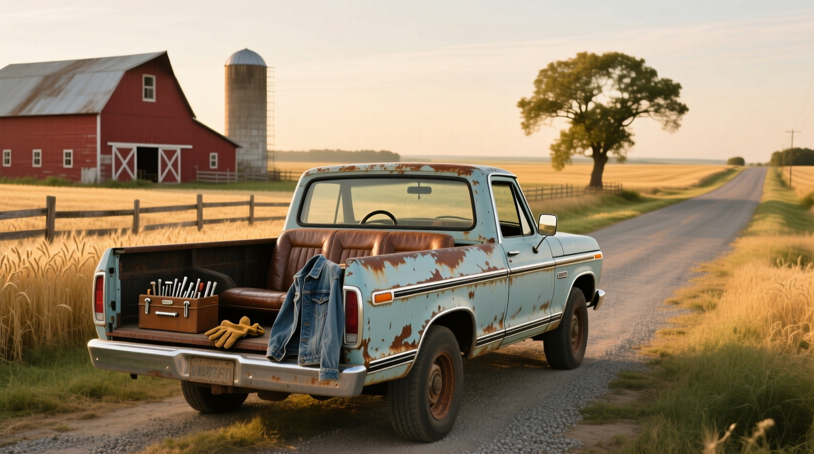 1977 Ford F100 pickup truck on gravel road