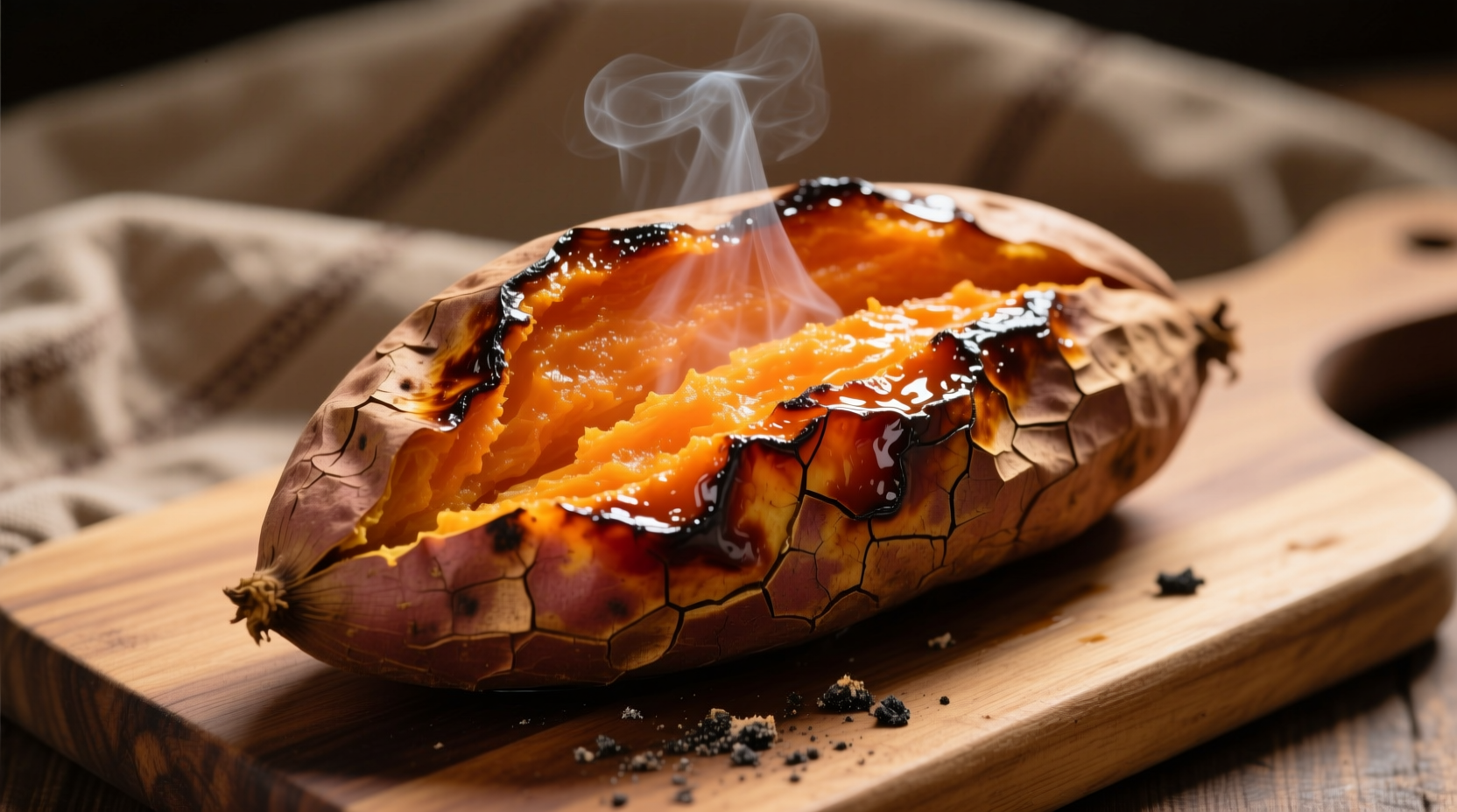 Perfectly roasted sweet potato with caramelized edges