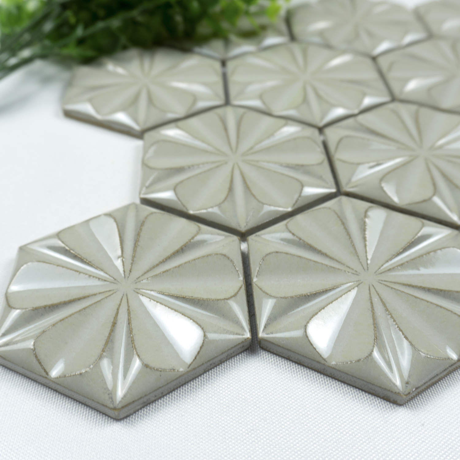 Grey Fambe Hexagonal Mould Wall Decoration Ceramic Mosaics Ceramic Wall Tiles