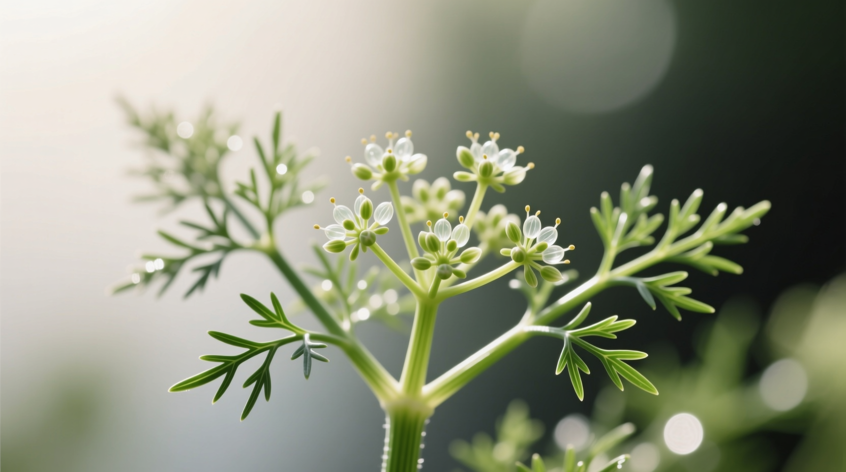 Fresh fennel plant with feathery leaves and visible seed clusters
