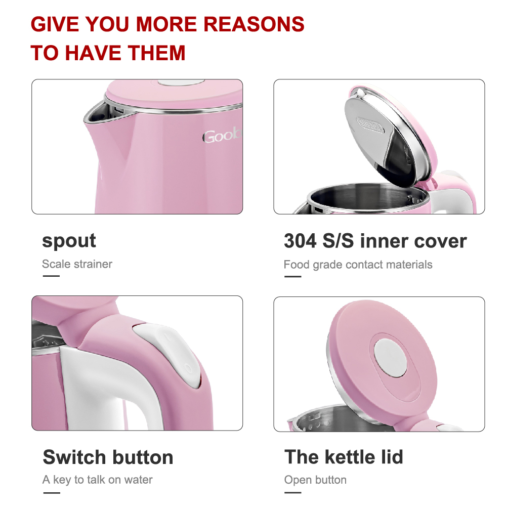 Ss Price Stainless Steel 1.7l Home Health 1.8l Double Wall Boil Water Cooker Cordless Fastest Boiling Electric Kettle