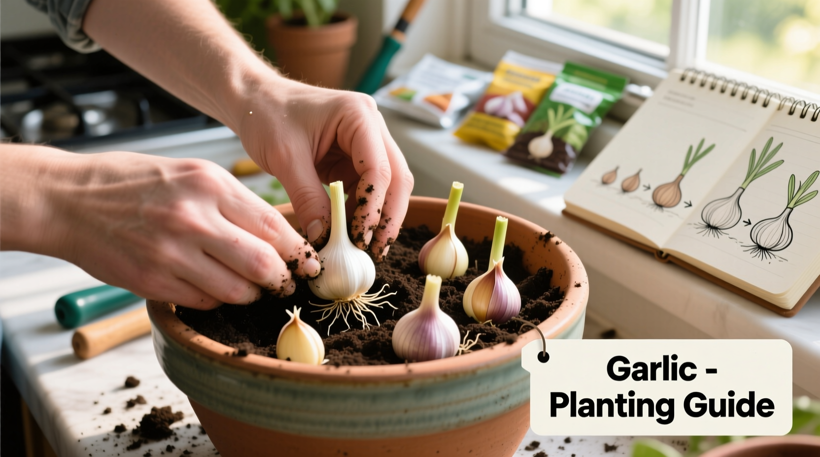 how to plant garlic in a pot
