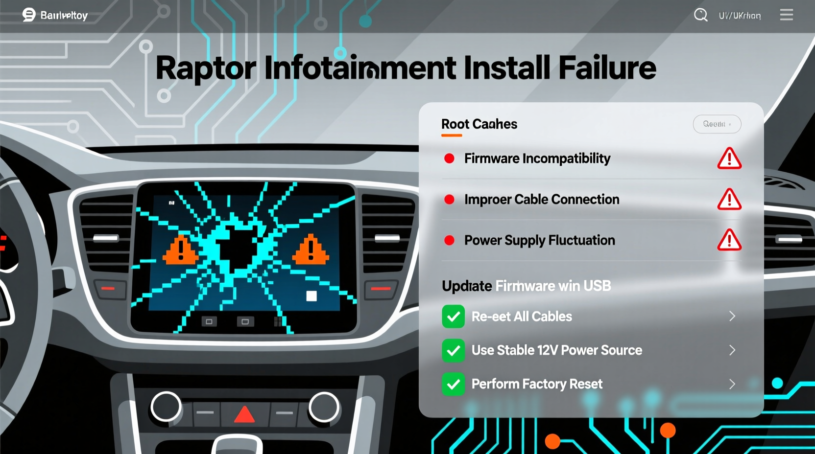 raptor infotainment install failure