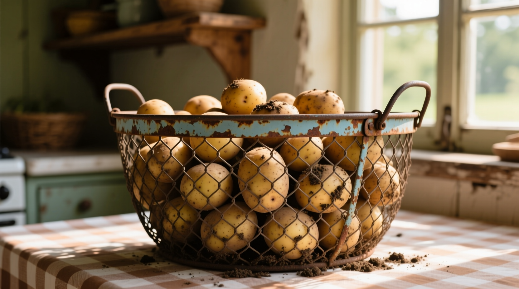 Drahtgitter-Kartoffelbehälter