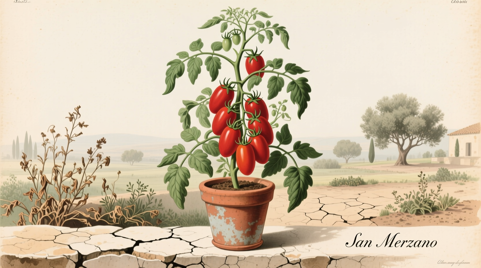 Indeterminate San Marzano tomato plant growing vertically