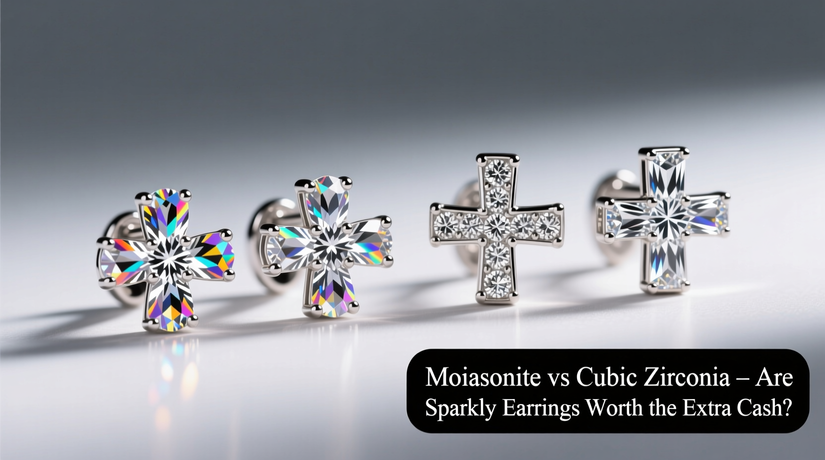 moissanite cross earrings vs cubic zirconia are the sparkly ones worth the extra cash