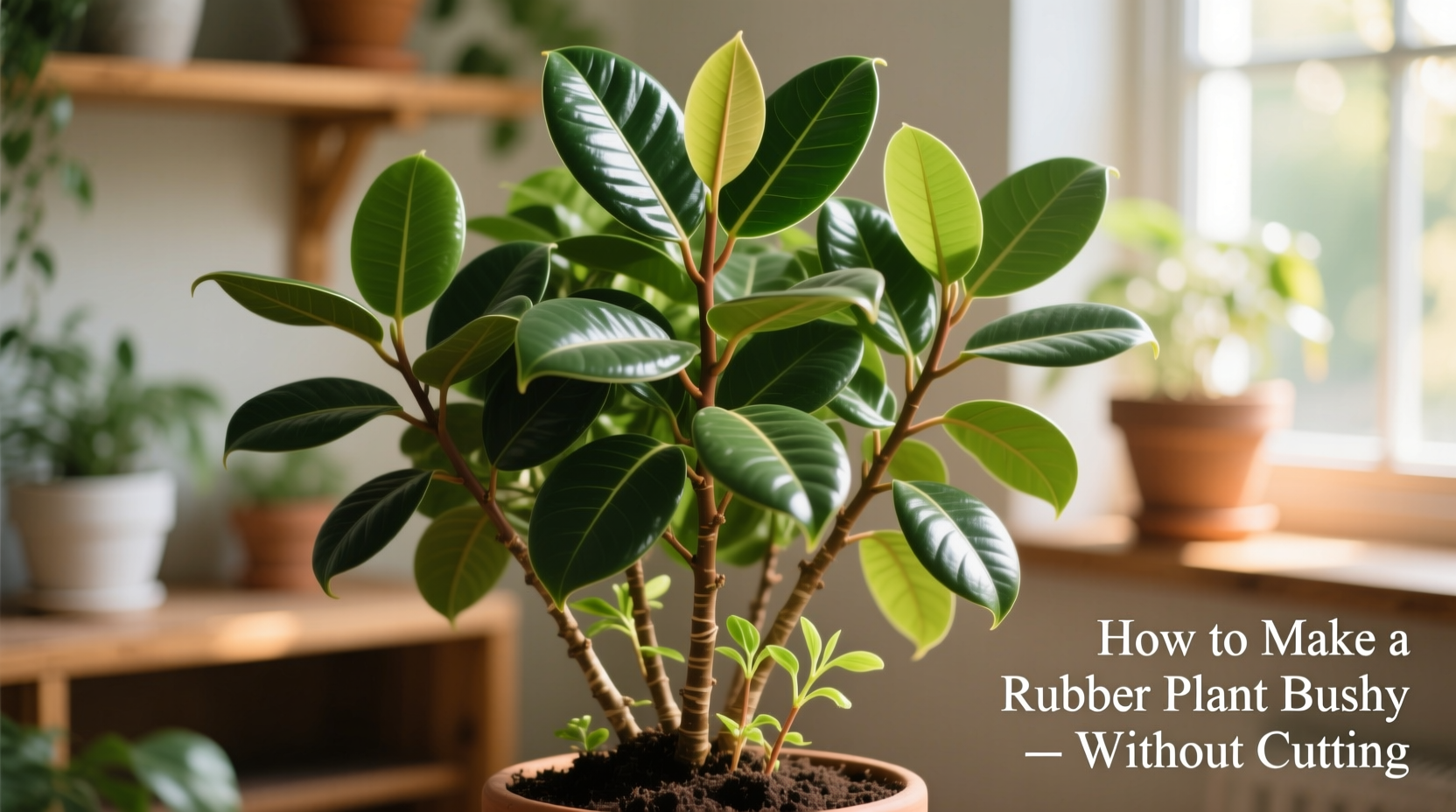 how to make a rubber plant bushy without cutting