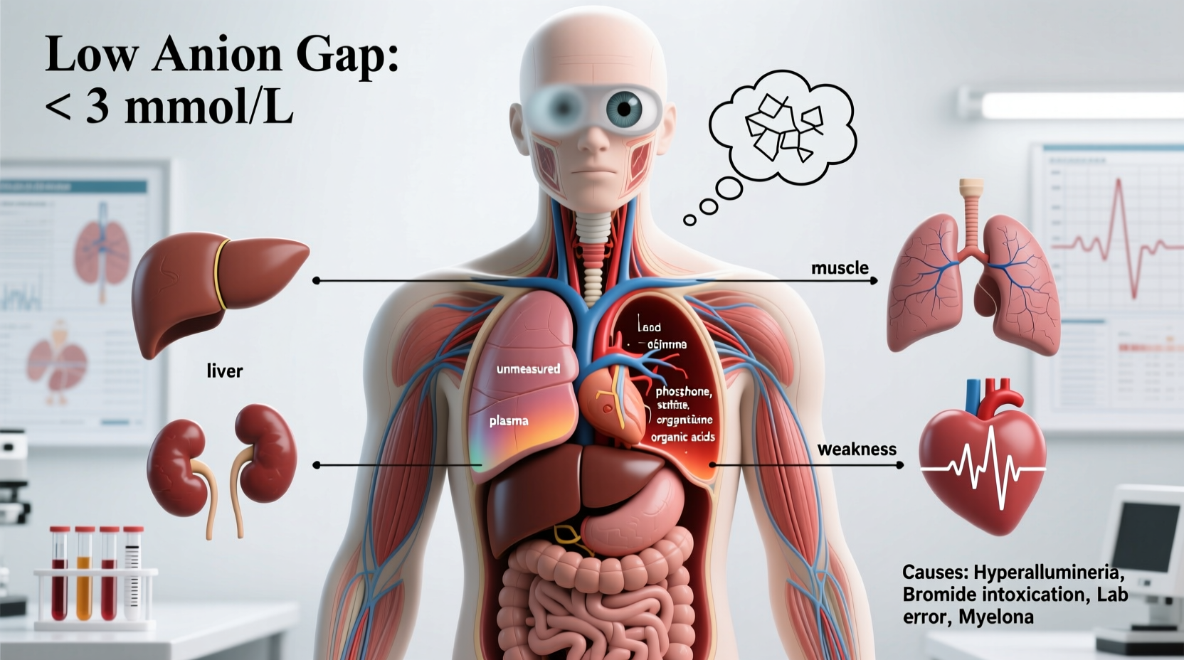 low anion gap causes symptoms and what it means
