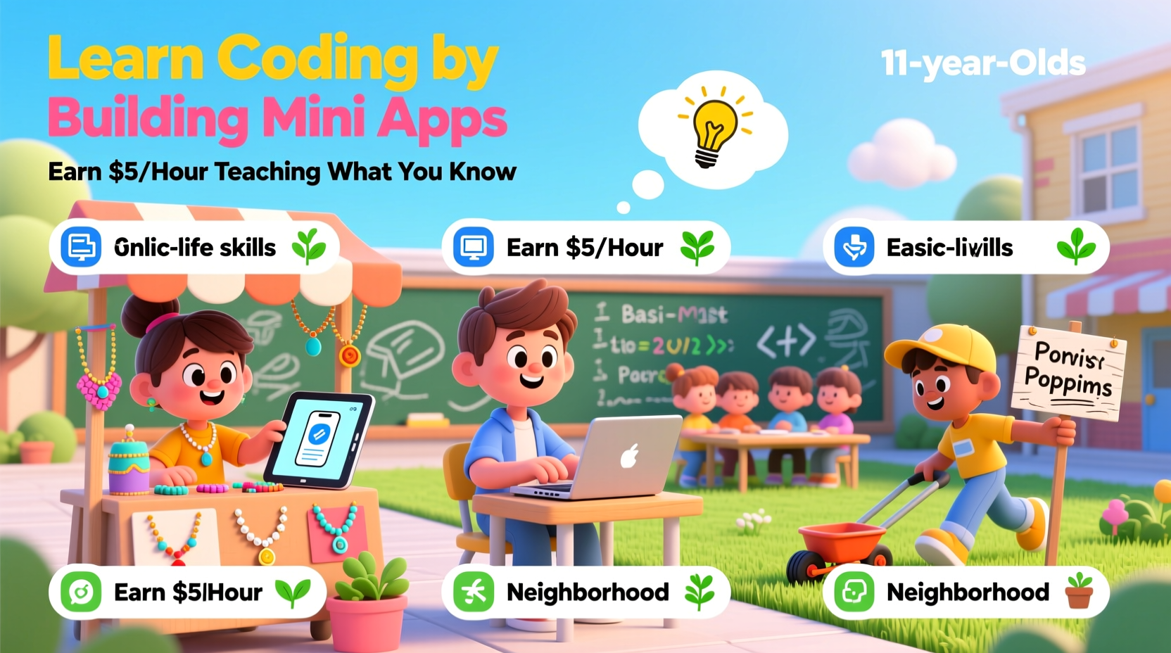 creative and practical ways for 11 year olds to earn money and build skills