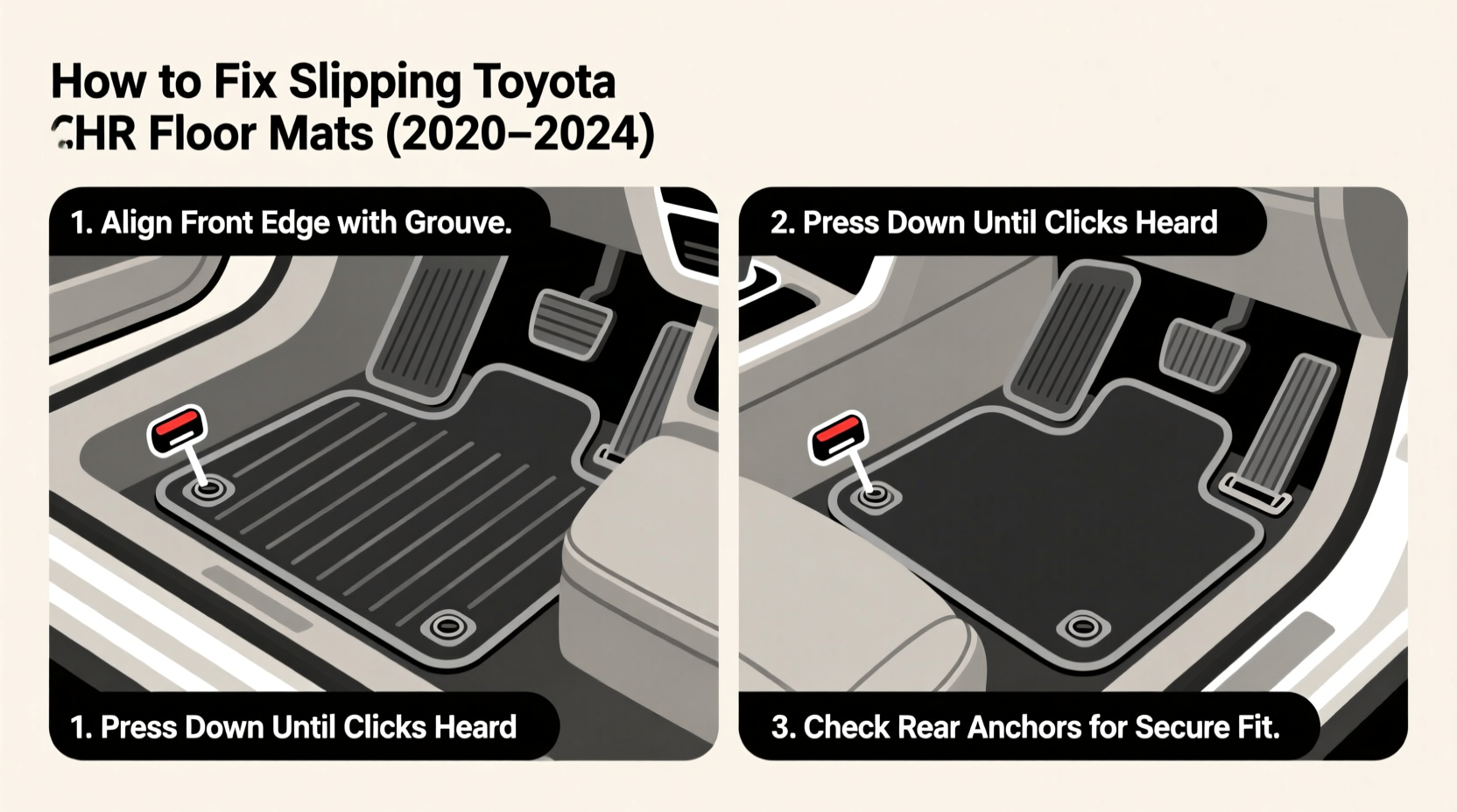 How to Fix Slipping Toyota CHR Floor Mats (2020–2024)