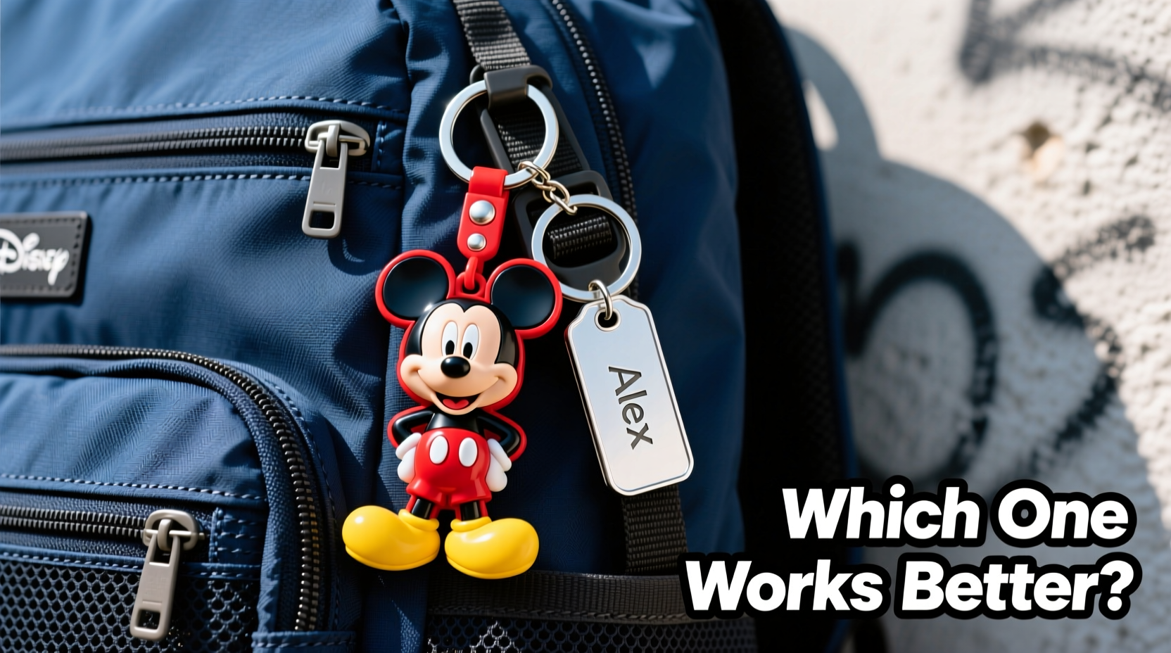mickey keychain vs name tag keychain which ones actually better for backpacks