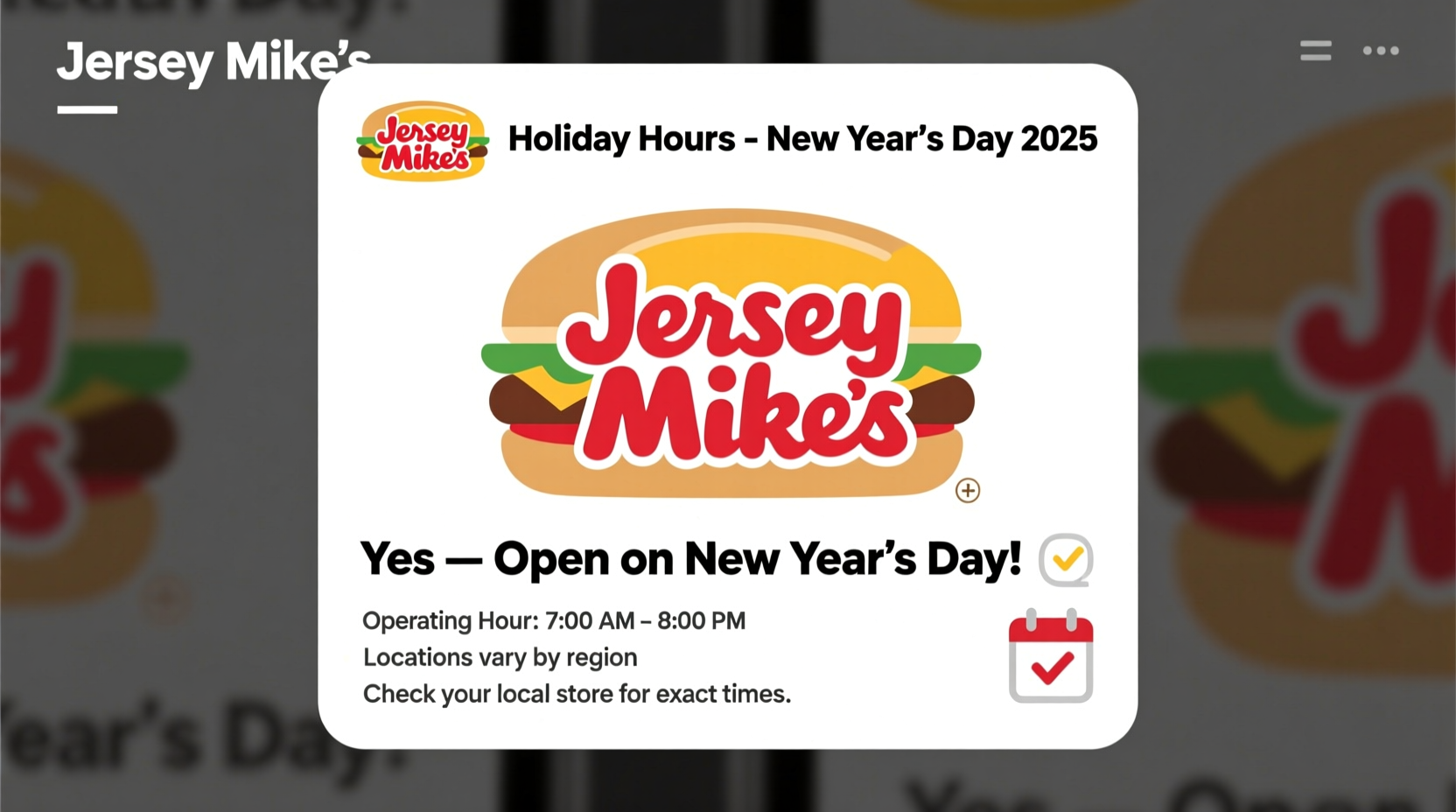 is jersey mikes open on new years