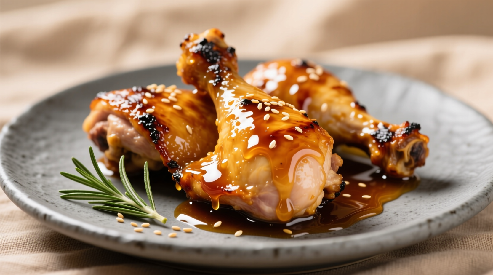 Golden chicken thighs with glossy soy honey garlic glaze