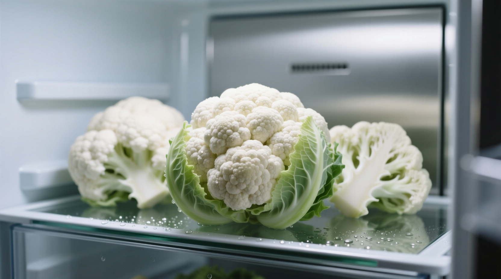 Fresh cauliflower stored properly in refrigerator