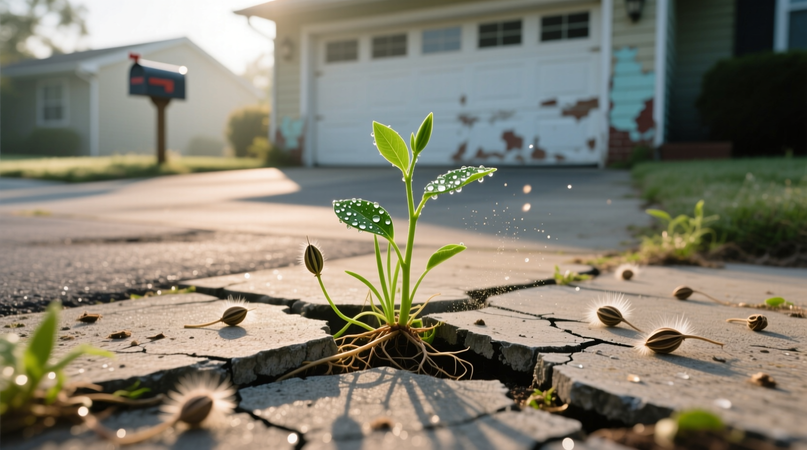 weeds in driveway cracks