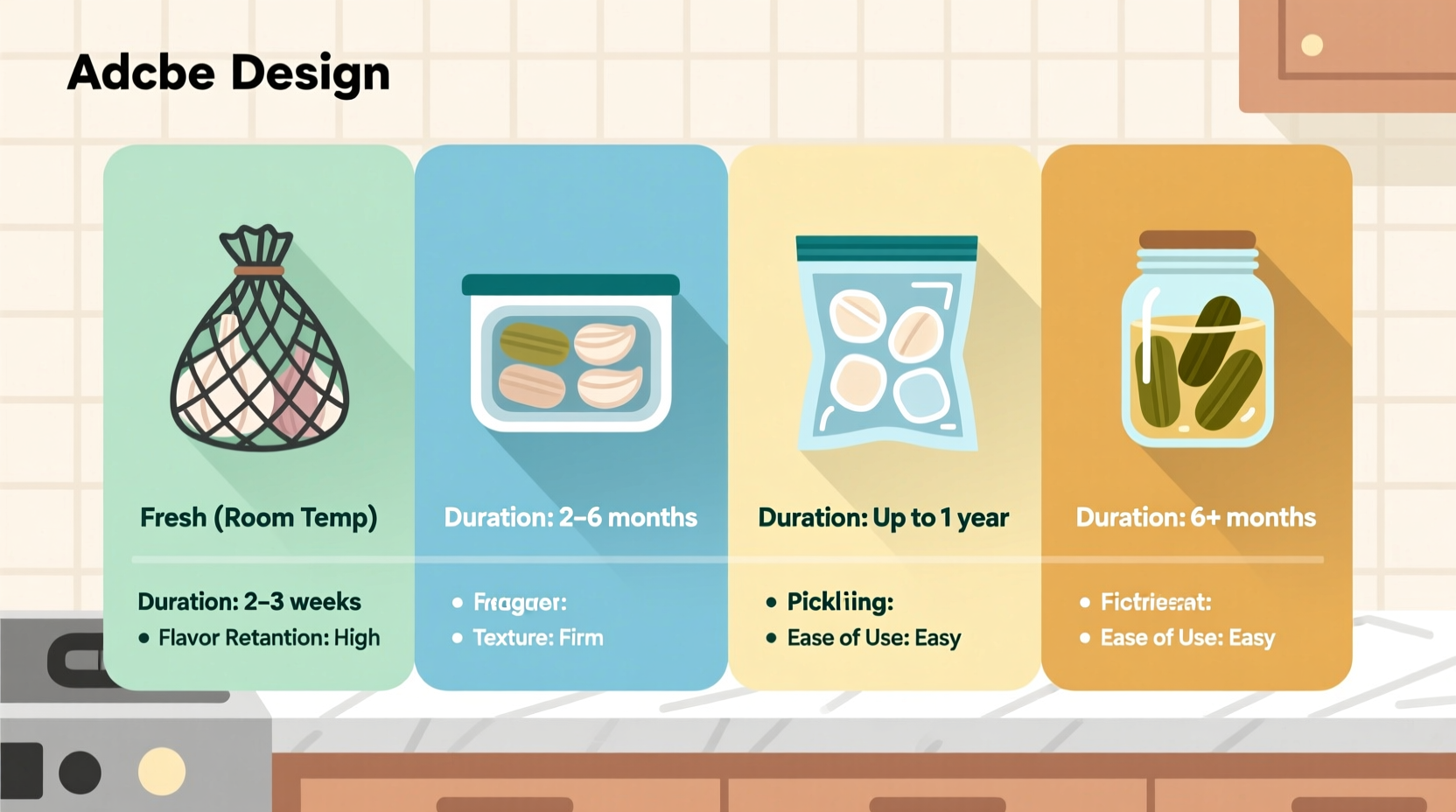 Garlic preservation methods comparison chart