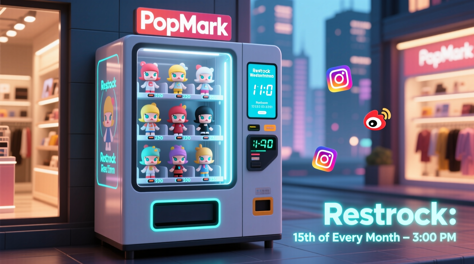 when do the popmart vending machines restock