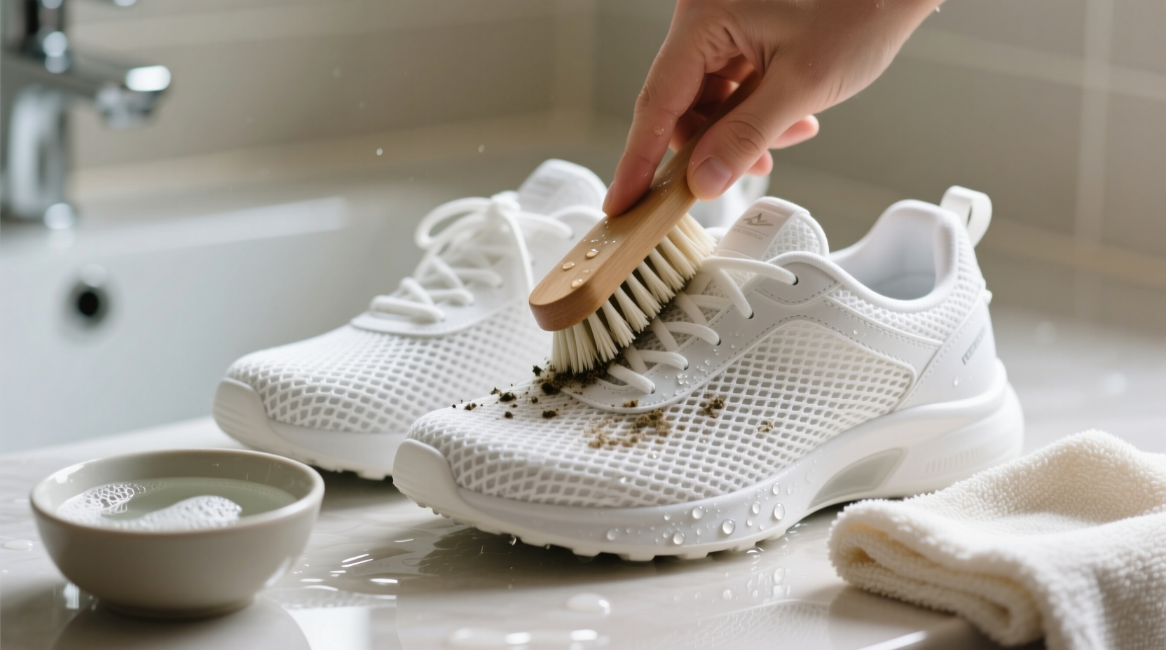 how to clean white mesh shoes