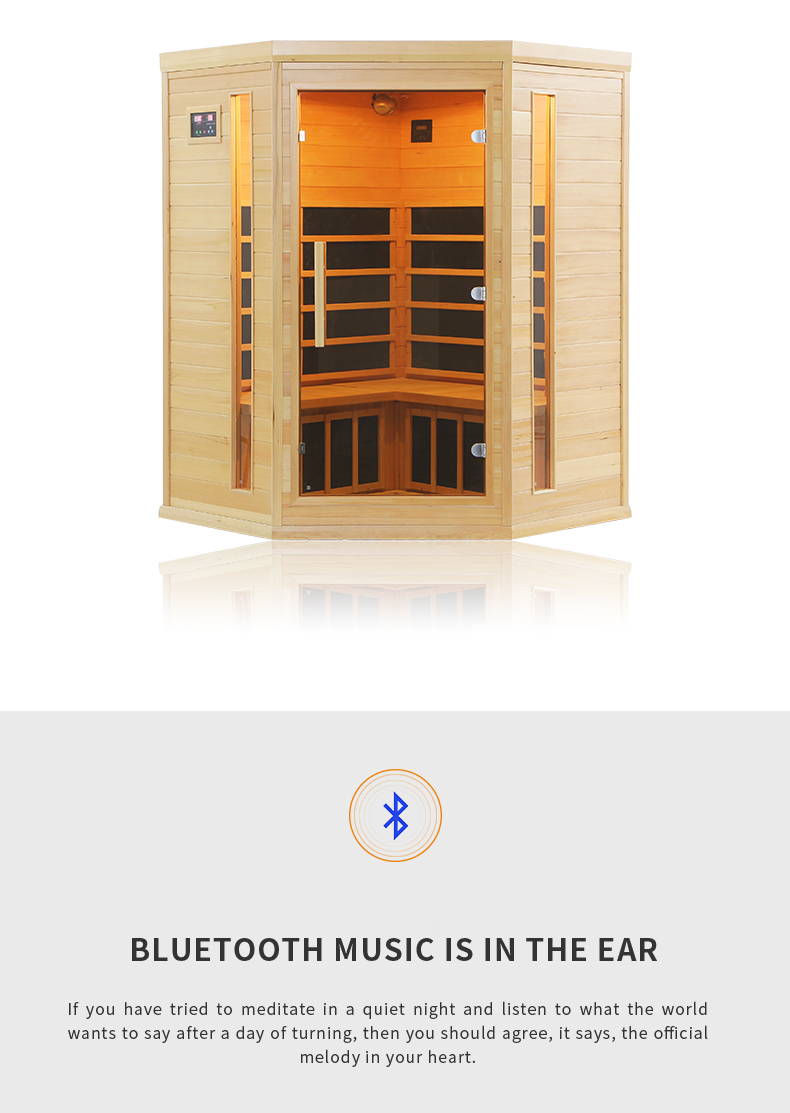 Canada hemlock wood infrared corner sauna room