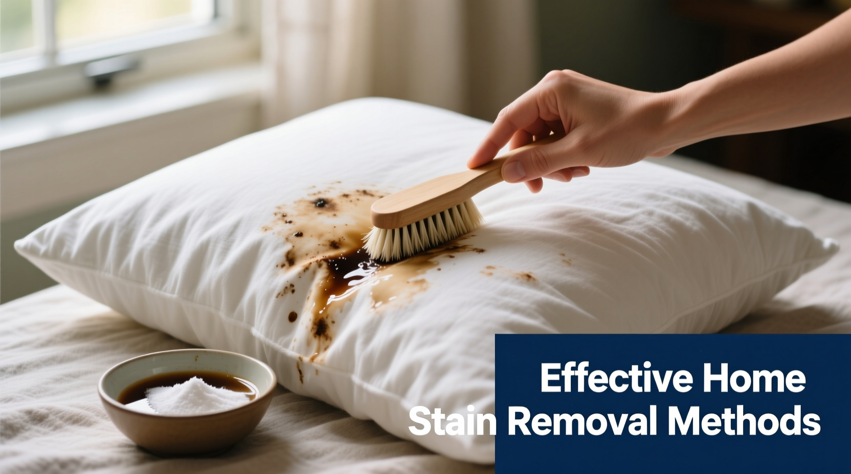 effective methods to remove tough stains from white plush pillowcases at home