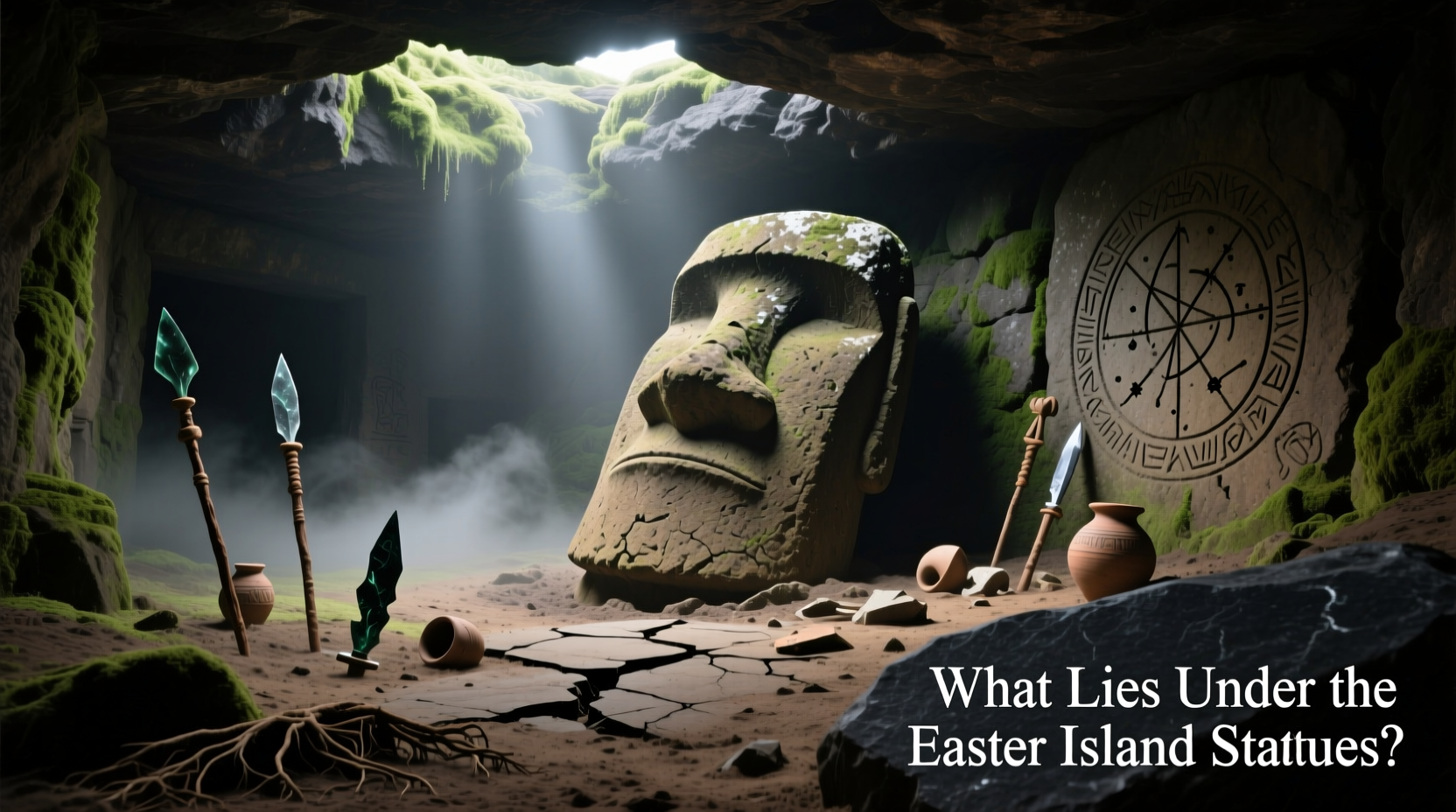 what is under the easter island statues