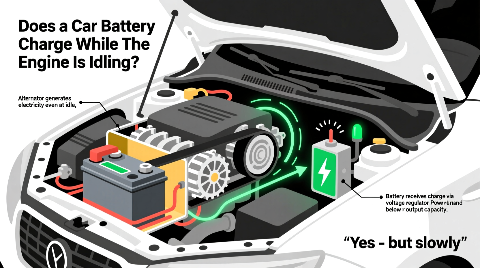 does car battery charge while idle
