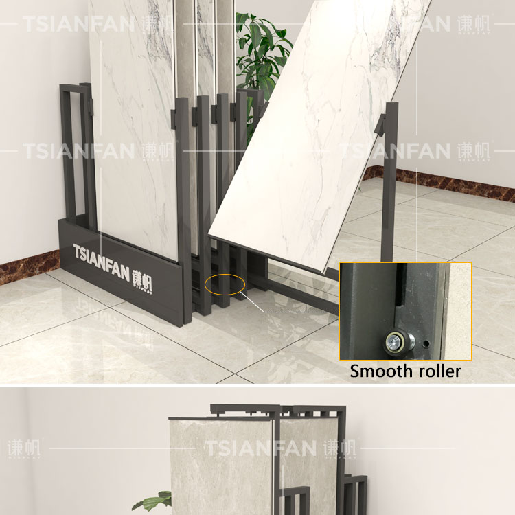 Showroom Floor Slider Marble Quartz Shelf Granite Rock Sample Stand Ceramic System White Tile Stand Push-Pull Stone Display Rack