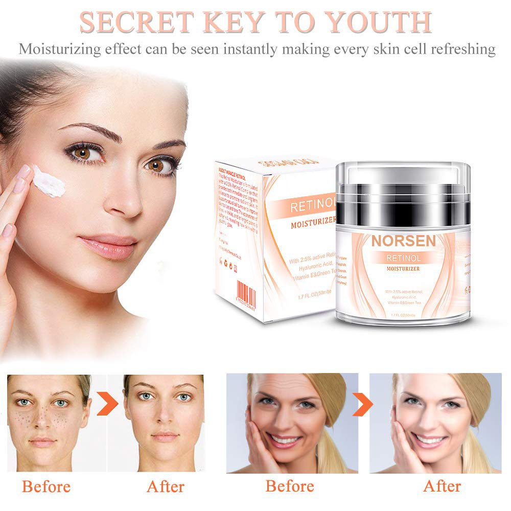 Organic Face Moisturizer Anti Wrinkle Retinol Cream Private Label Natural Plastic Bottle Adults Female 3 Years Sample Size 50ml