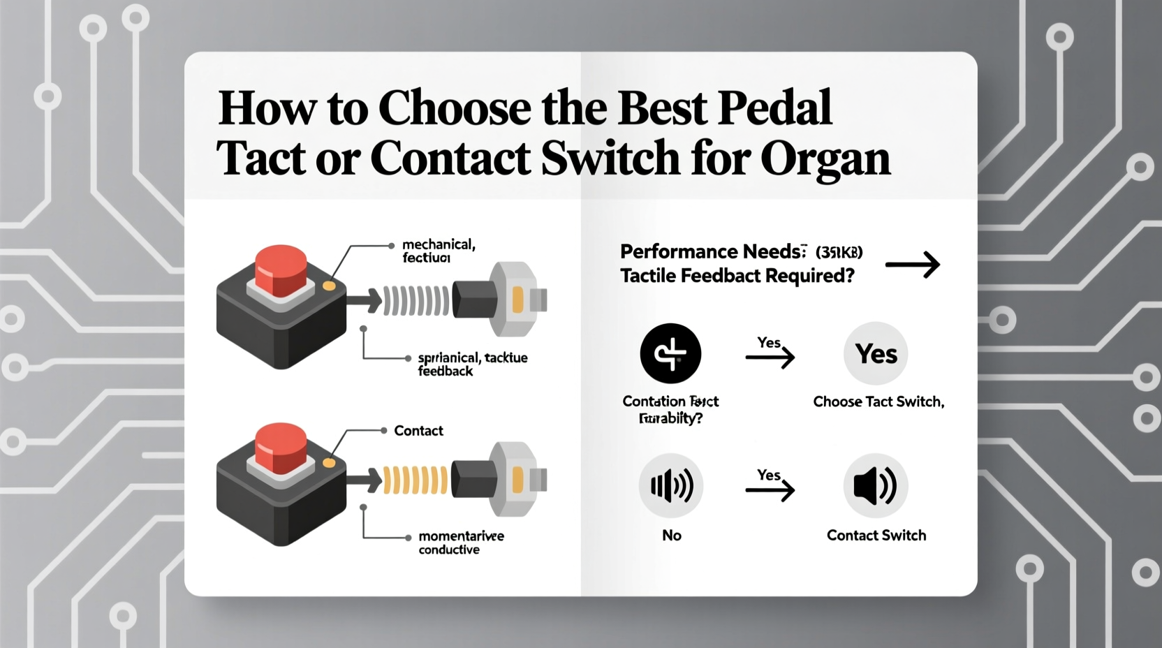 pedal tact or contact switch for organ