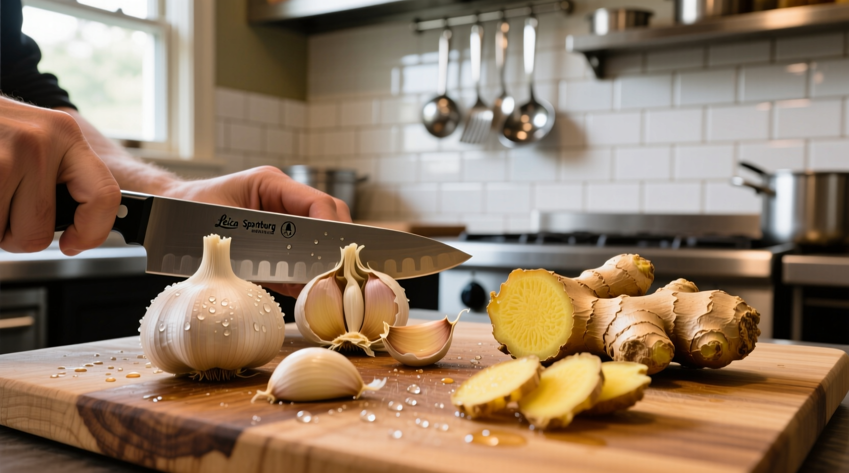 Fresh garlic and ginger preparation at Spartanburg restaurant