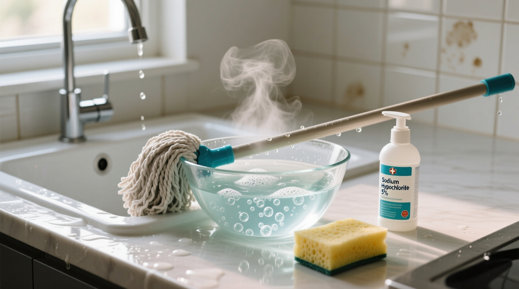 disinfect mops and sponges to flu proof your home