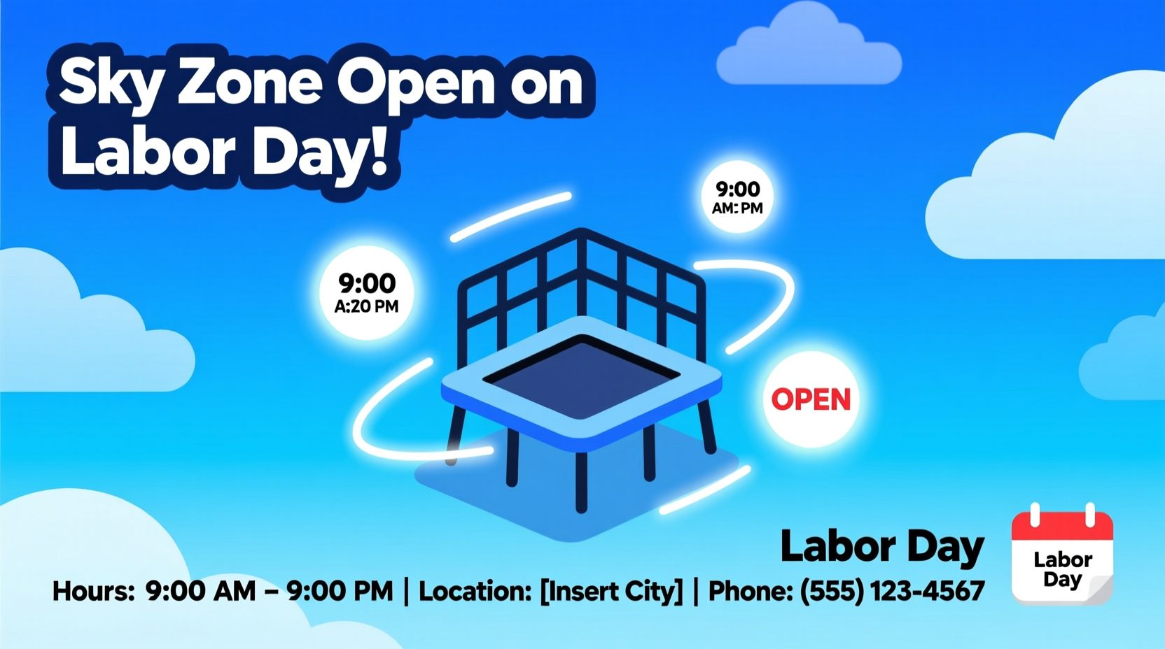 is sky zone open on labor day