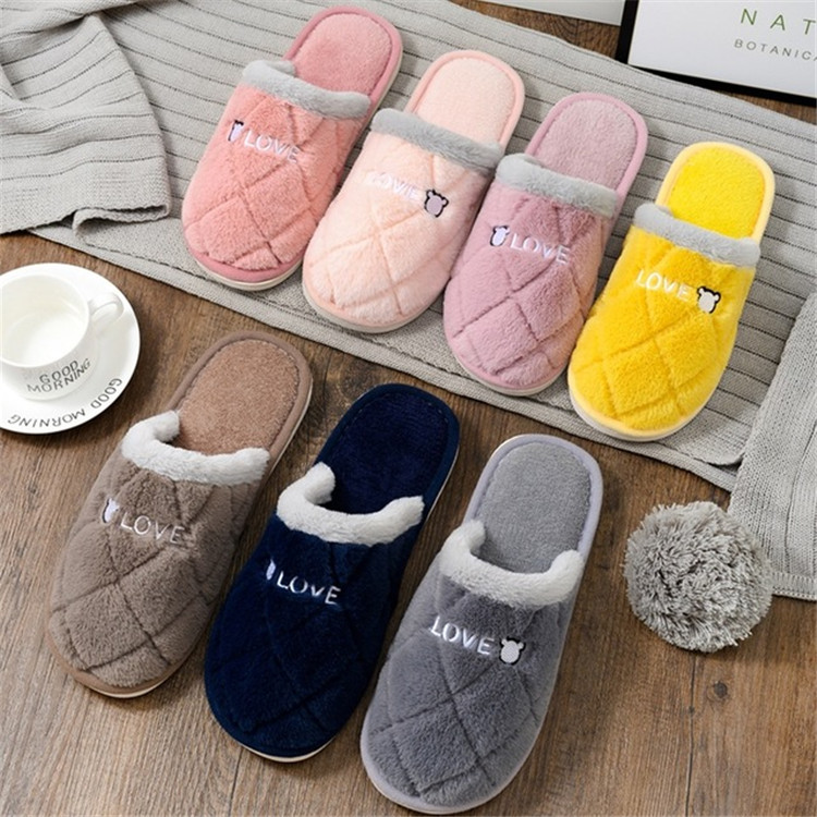 Winter Home Slippers Warm Slides Shoes Ladies Flat Slippers Women Plush Indoor Slipper
