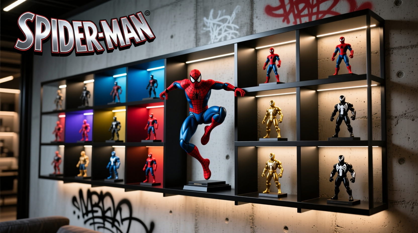 unique and eye catching ideas to display your spider man action figure collection with style