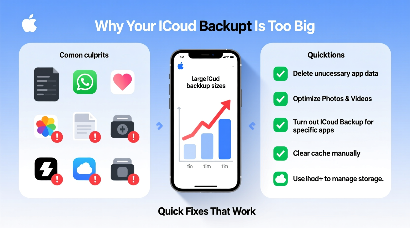 icloud backup size too big reasons quick fixes