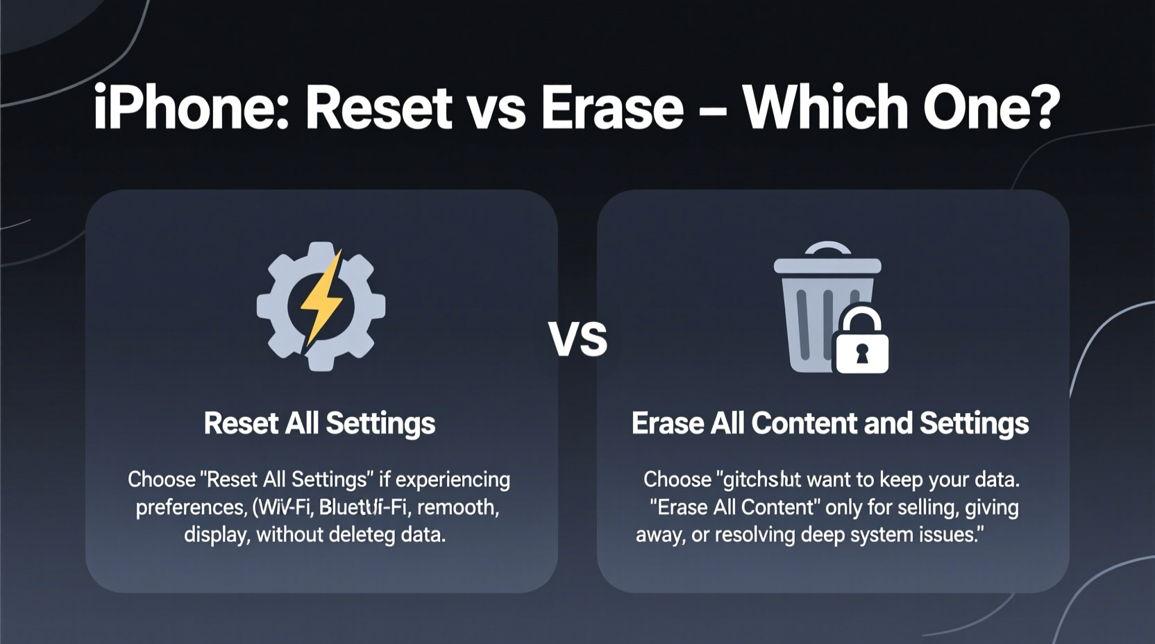 iphone acting up reset all settings vs erase all content which one do i pick 2