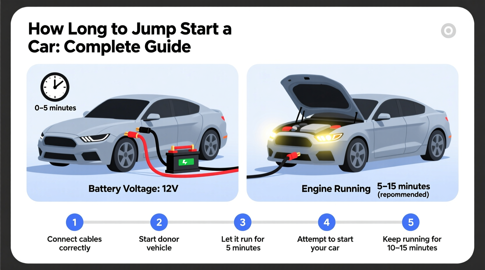 how long should it take to jump start a car