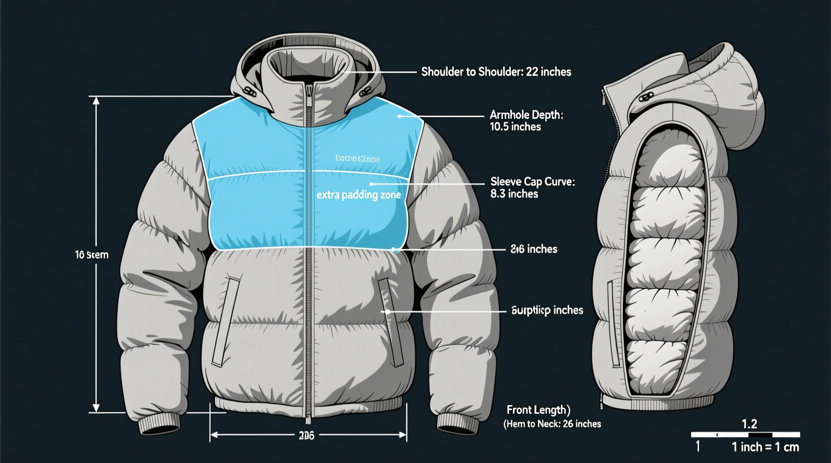 how to accurately calculate the right padding amount for a puffy jacket