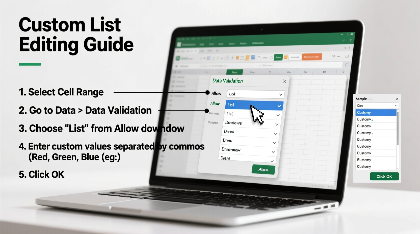 mastering drop down box editing in excel a step by step guide for custom lists