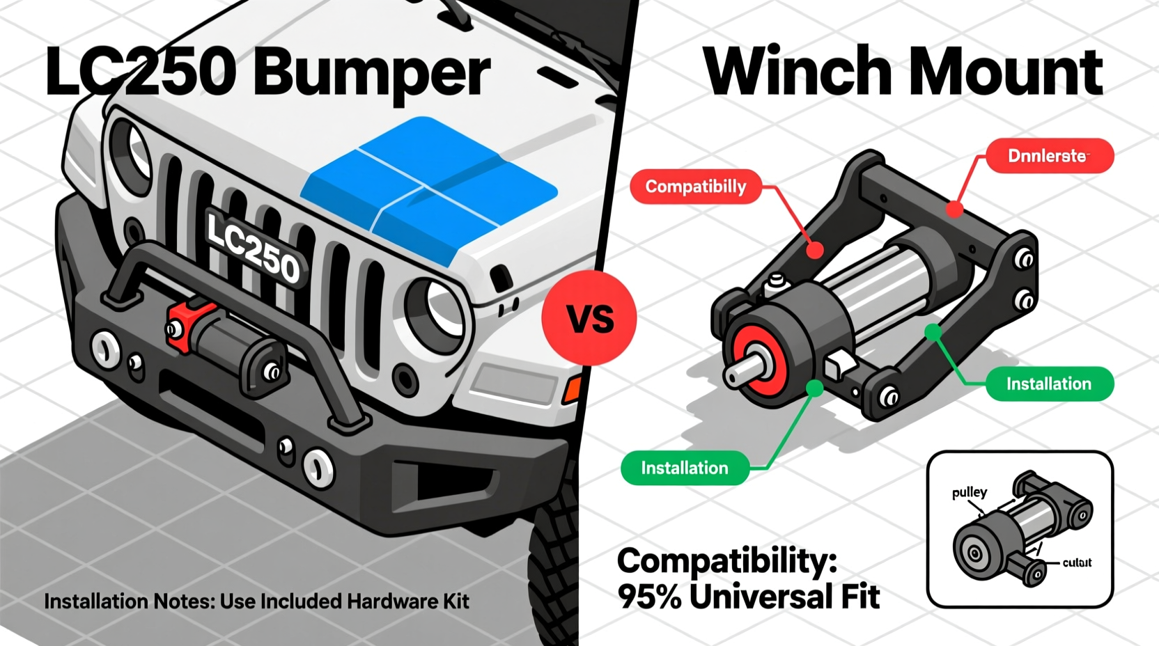 lc250 bumper vs winch mount