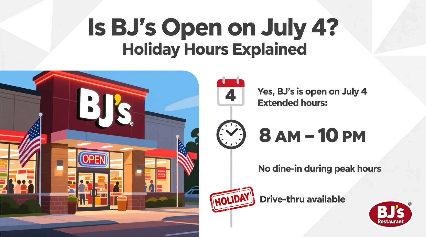 is bj open on july 4