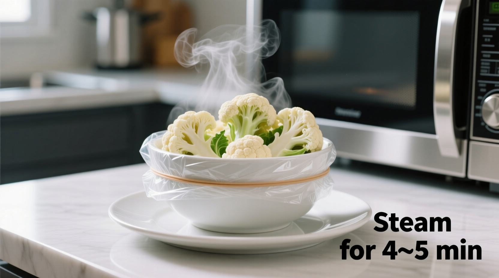 how to steam cauliflower in the microwave