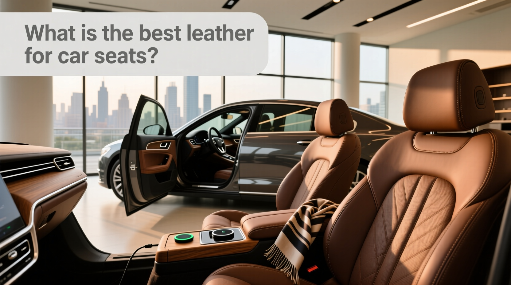 Installed leather car seats in a modern sedan showing even seam alignment and smooth surface