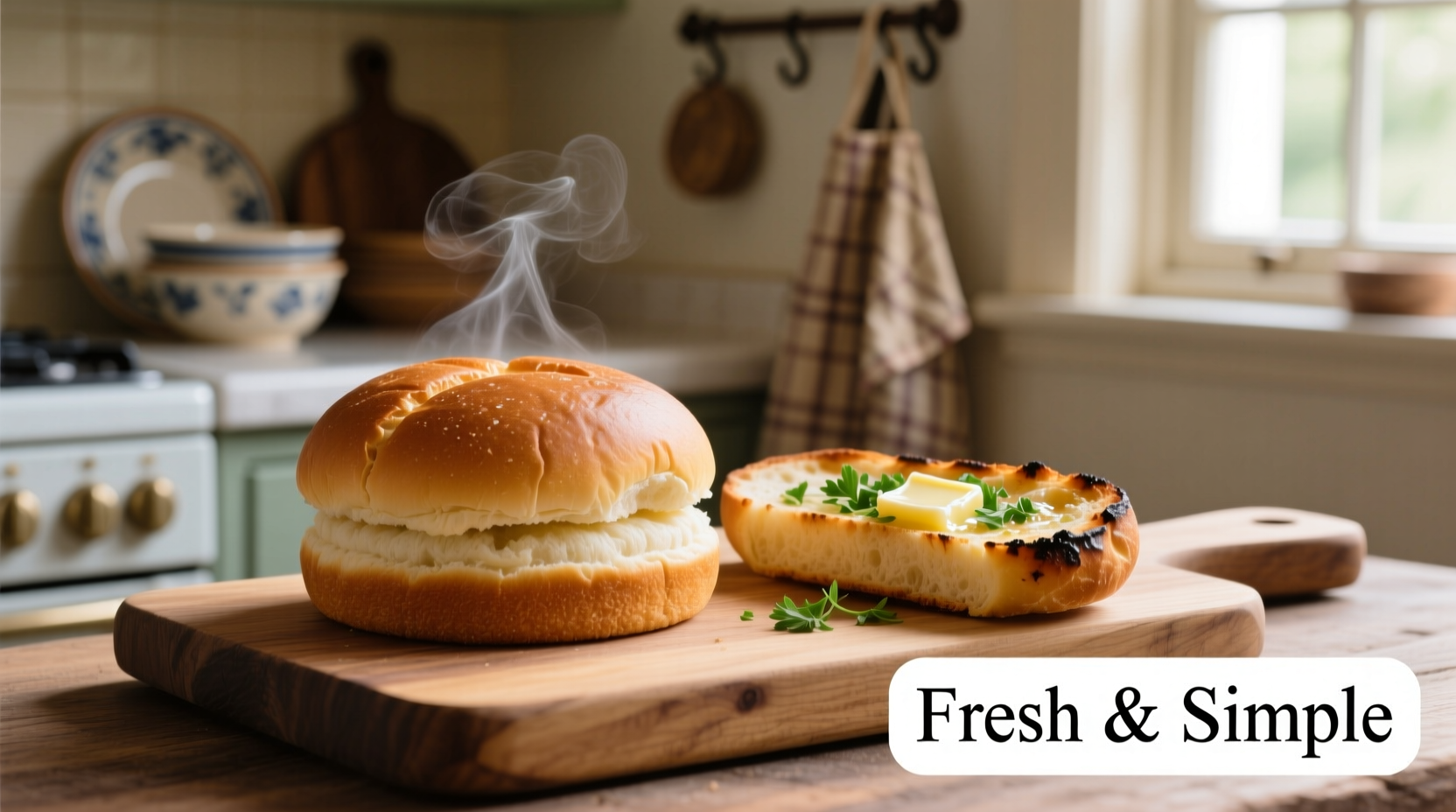 hamburger bun garlic bread