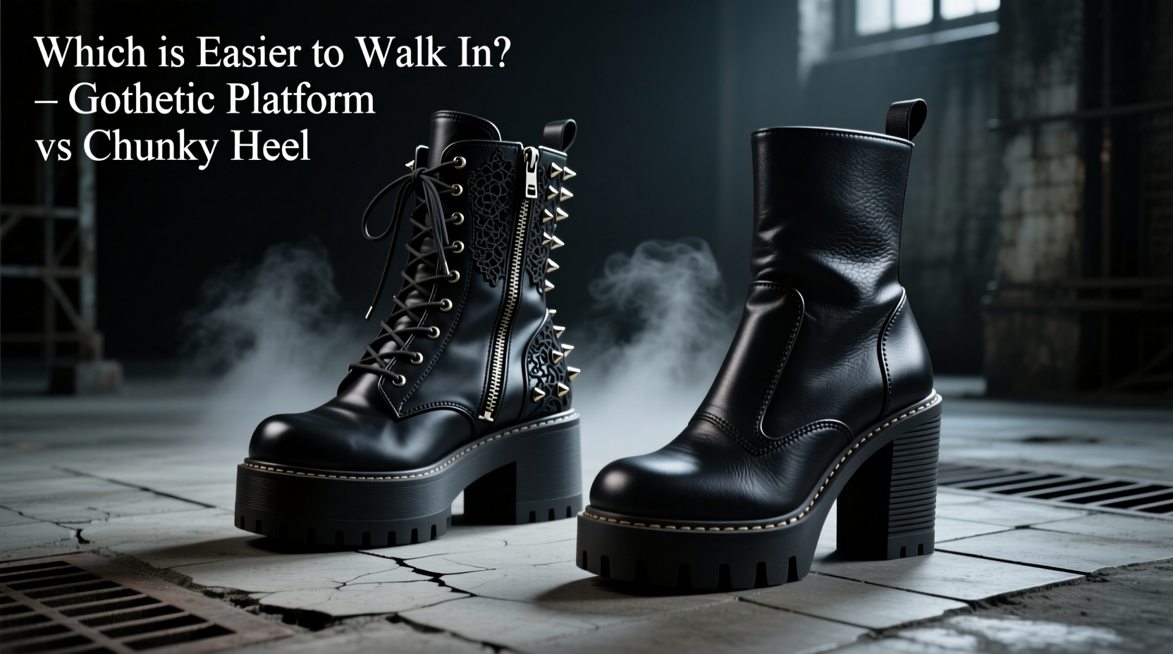 gothic platform boots vs chunky heel boots which style is easier to walk in