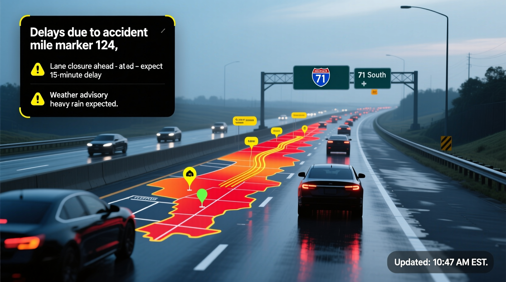 i 71 south traffic delays today real time updates advisories