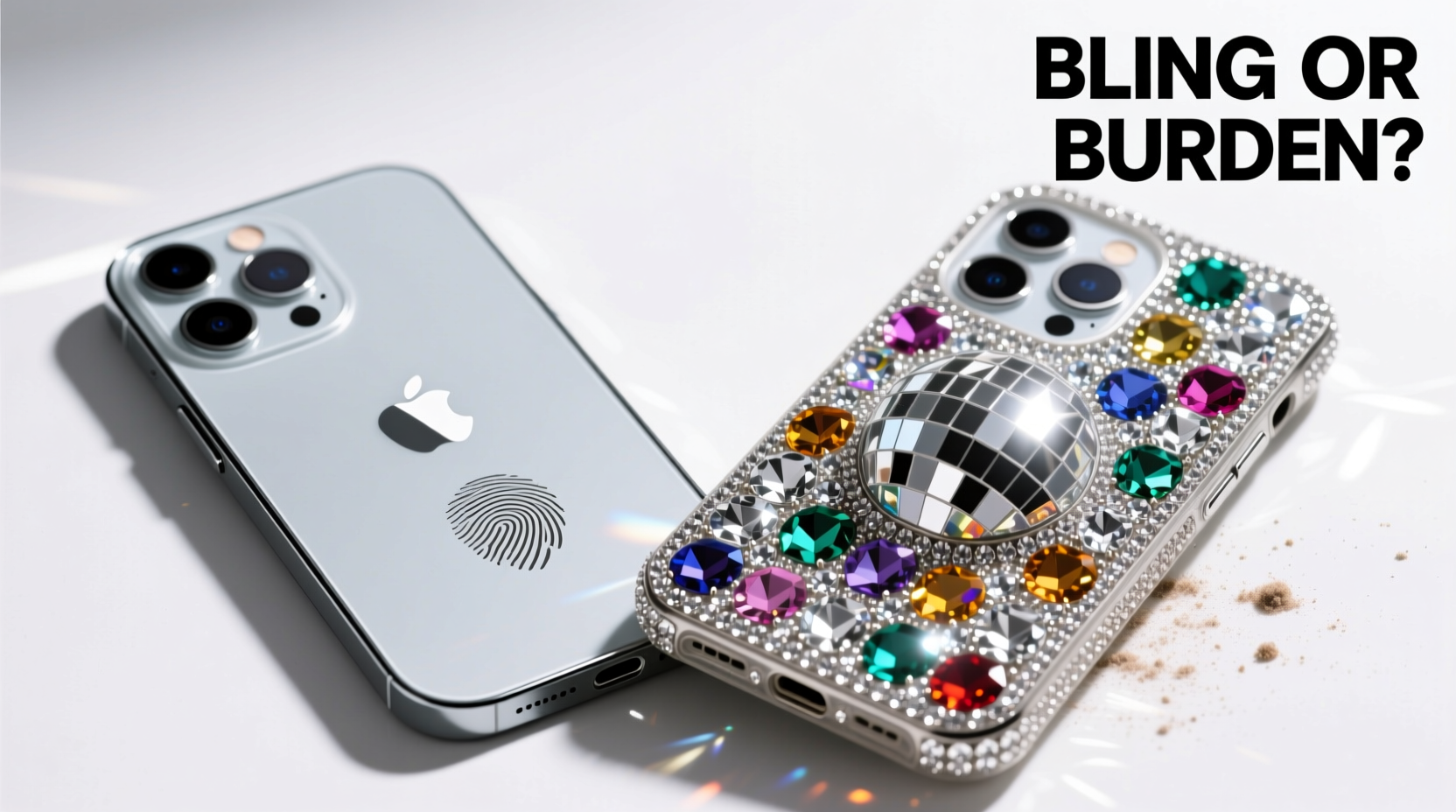 rhinestone iphone case vs naked iphone is the bling worth the risk