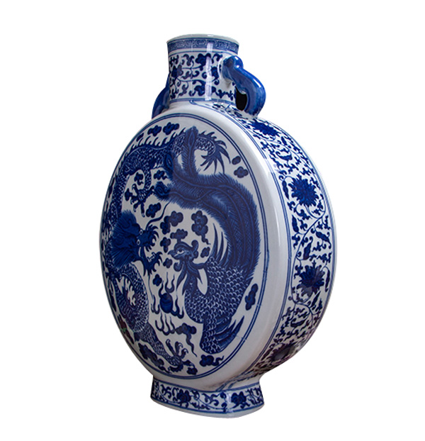 清代花瓶双耳龙仿古瓷器青花龙凤图案中国花瓶| Alibaba.com