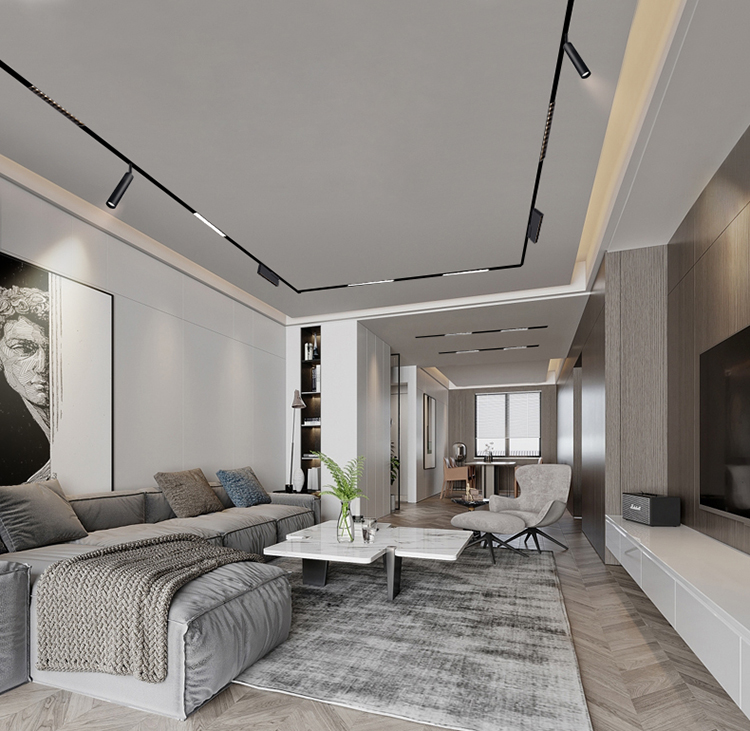 磁系统DC48V室内铝制线性光凹入表面安装trimless轨道灯