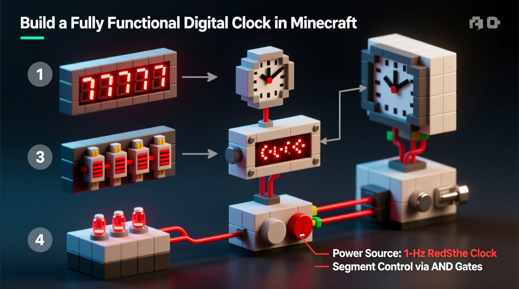 creative guide how to build a fully functional digital clock in minecraft